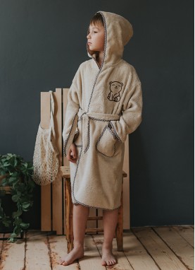 Bērnu frotē halāts ar kapuci, KIDS SOLO BEIGE