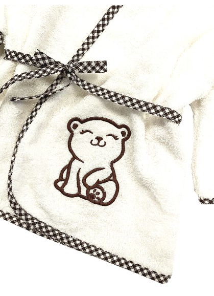 Māzuļu halāts ar ausīm un izšuvumu BABY SOLO WHITE