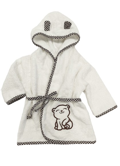 Māzuļu halāts ar ausīm un izšuvumu BABY SOLO WHITE