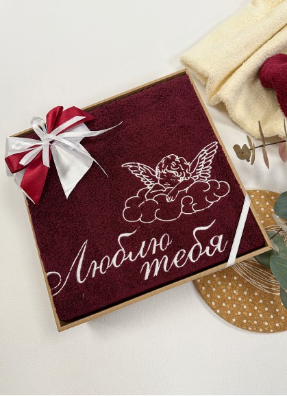 Liels dāvanu dvielis ar izšuvumu | romantiska dāvana otrai pusītei [Y73]