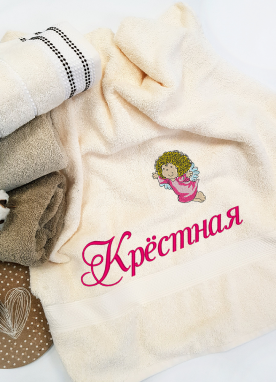 LUX frotē dvielis ar izšuvumu КРЕСТНАЯ [KR26]