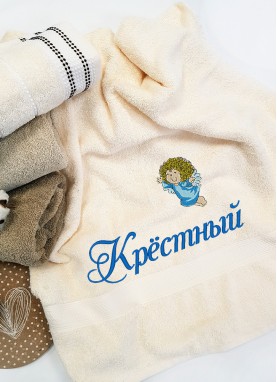 LUX frotē dvielis ar izšuvumu КРЕСТНЫЙ [KR26]