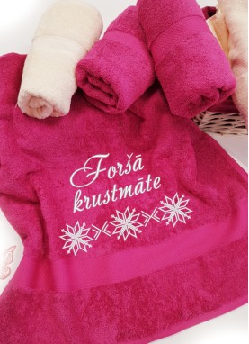 LUX frotē dvielis ar izšuvumu FORŠĀ KRUSTMĀTE [Y37]