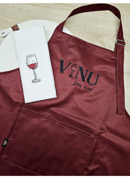 Dāvanu komplekts: priekšauts un virtives dvielis VĪNU JAU VAR Dāvanu komplekts: priekšauts un virtives dvielis VĪNU JAU VAR