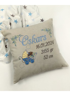 Bērna metrikas Izšuvums uz spilvena [METR2]