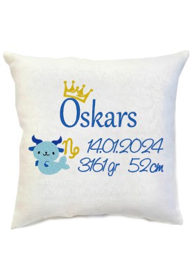 Bērna metrikas Izšuvums uz spilvena ZODIAKS [METR7]