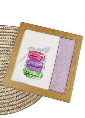 Virtuves vafeļu dvieļu komplekts ar izšuvumu MACARONS