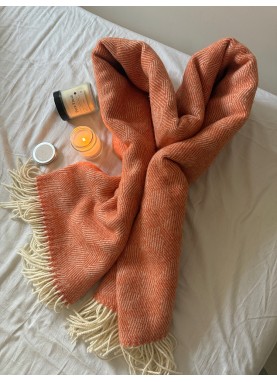 Vilnas pleds ZELANDIA LUX Coral/white 140x200 cm