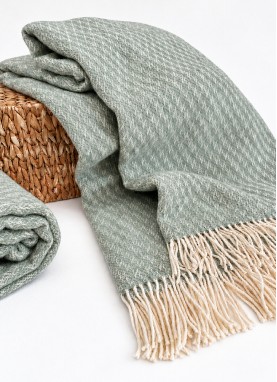 Silts vilnas pleds ZELANDIA Smoke green 140x200 cm | 100% vilna