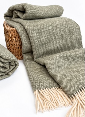 Silts vilnas pleds ZELANDIA Green tea 140x200 cm | 100% vilna