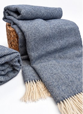 Silts vilnas pleds ZELANDIA Melange blue 140x200 cm | 100% vilna