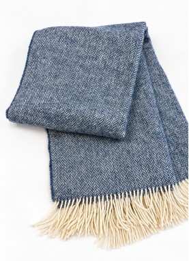 Silts vilnas pleds ZELANDIA Melange blue 140x200 cm | 100% vilna