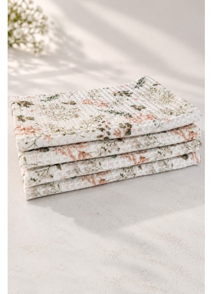 Mīksts kokvilnas virtuves dvielis ar lielu vafeļu rakstu NATURE