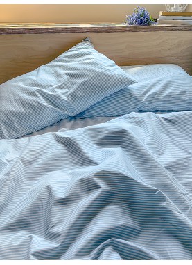 Kokvilnas gultas veļas komplekts KORA l.blue