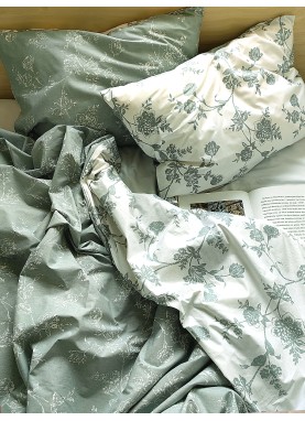 Divpusējs kokvilnas gultas veļas komplekts MIRABELLA mint