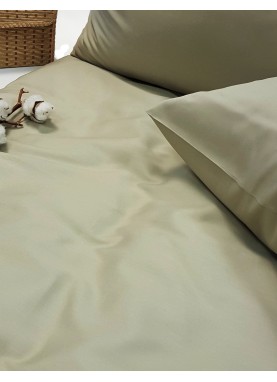 Vienkrāsains satīna palags Soft PALE OLIVE