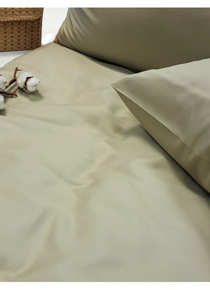 Vienkrāsains satīna gultas veļas komplekts SOFT PALE OLIVE Vienkrāsains satīna gultas veļas komplekts SOFT PALE OLIVE