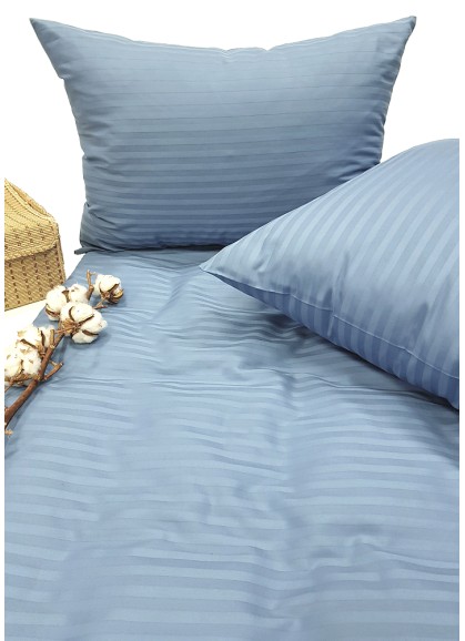 Satīna spilvendrāna STRIPE DUSTY BLUE