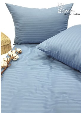 Satīna gultas veļas komplekts STRIPE SATIN DUSTY BLUE