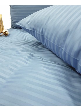 Satīna gultas veļas komplekts STRIPE SATIN DUSTY BLUE