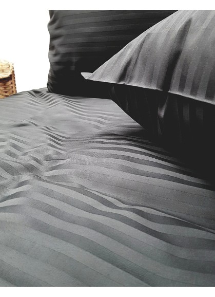 Satīna gultas veļas komplekts STRIPE SATIN IRON GREY