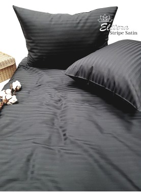 Satīna gultas veļas komplekts STRIPE SATIN IRON GREY