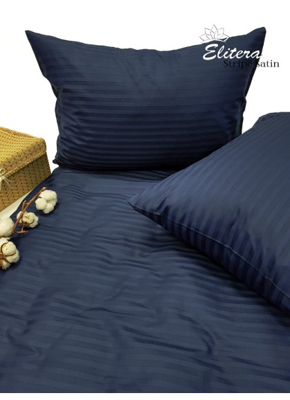 Satīna gultas veļas komplekts STRIPE SATIN BLUE