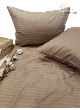 Satīna gultas veļas komplekts STRIPE SATIN TAUPE