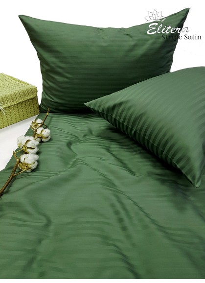 Satīna gultas veļas komplekts STRIPE SATIN PINE GREEN
