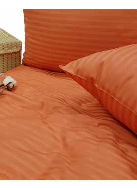 Satīna gultas veļas komplekts STRIPE SATIN TERRACOT