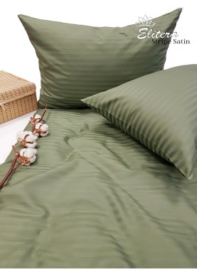 Satīna gultas veļas komplekts STRIPE SATIN MOSS GREEN