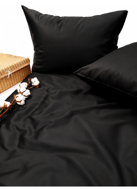 Vienkrāsains satīna gultas veļas komplekts Soft BLACK