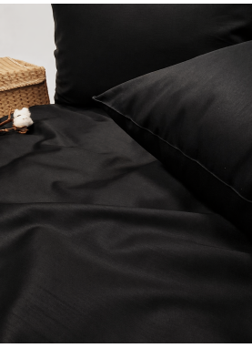 Vienkrāsains satīna gultas veļas komplekts Soft BLACK