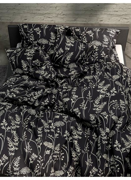 Kokvilnas gultas veļas komplekts 210x220/50x70 cm (2526 black)