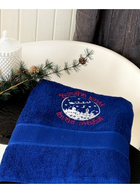 Liels frotē dvielis ar Ziemassvētku izšuvumu – Dāvanu dvielis ar novēlējumu | Y61