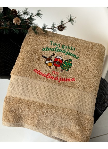 Liels frotē dvielis ar Ziemassvētku izšuvumu – Dāvanu dvielis ar novēlējumu | Y64 Liels frotē dvielis ar Ziemassvētku izšuvumu – Dāvanu dvielis ar novēlējumu | Y64
