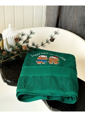 Liels frotē dvielis ar Ziemassvētku izšuvumu – Dāvanu dvielis ar novēlējumu | Y