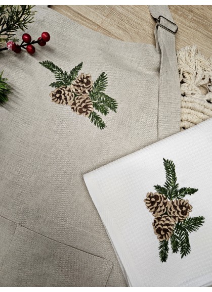 Dāvanu komplekts: lina priekšauts un virtives dvielis ČIEKURI Dāvanu komplekts: lina priekšauts un virtives dvielis ČIEKURI