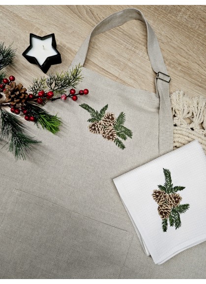 Dāvanu komplekts: lina priekšauts un virtives dvielis ČIEKURI Dāvanu komplekts: lina priekšauts un virtives dvielis ČIEKURI