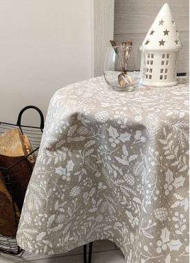 Ziemassvētku lina galdauts – dabīgs 100% lins, svētku galda dekoram