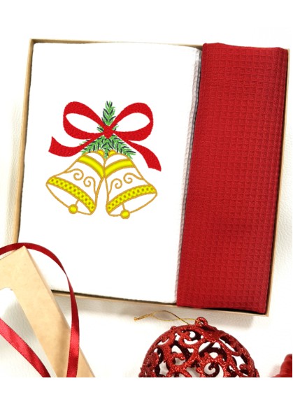 Vafeļu dvieļu komplekts ar izšuvumu [ZVANIŅI] 