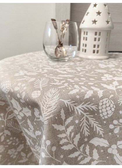 Ziemassvētku lina galdauts – dabīgs 100% lins, svētku galda dekoram