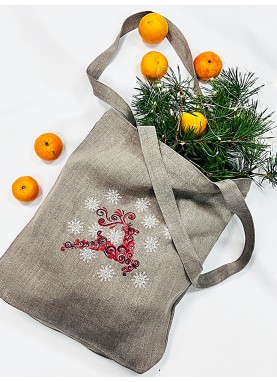 Ziemassvētku Izšuvums uz iepirkumu somas [ZS47]