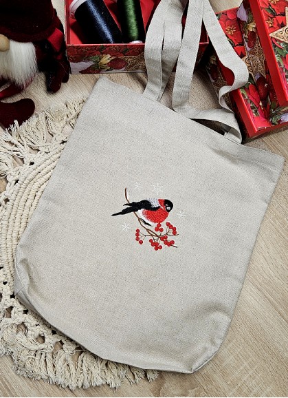 Ziemassvētku Izšuvums uz iepirkumu somas SVILPIS [ZS103]