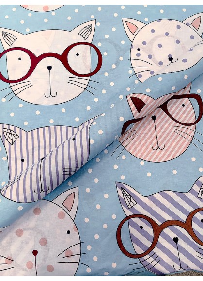 Bērnu gultas veļas komplekts CATS l.blue