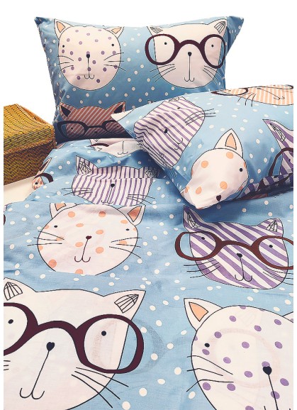 Bērnu gultas veļas komplekts CATS l.blue
