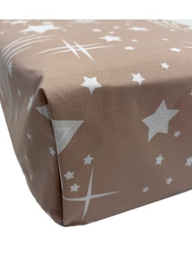 Kokvilnas palags ar gumiju BEIGE STARS 10 0174 