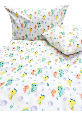 Bērnu flaneļa gultas veļas komplekts SEAHORSE