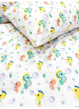 Bērnu flaneļa gultas veļas komplekts SEAHORSE
