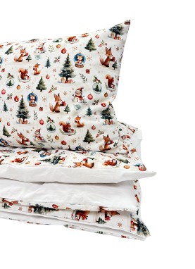 Kokvilnas bērnu gultas veļa ar Ziemassvētku rakstiem |100x140/40x60, LAPSIŅAS